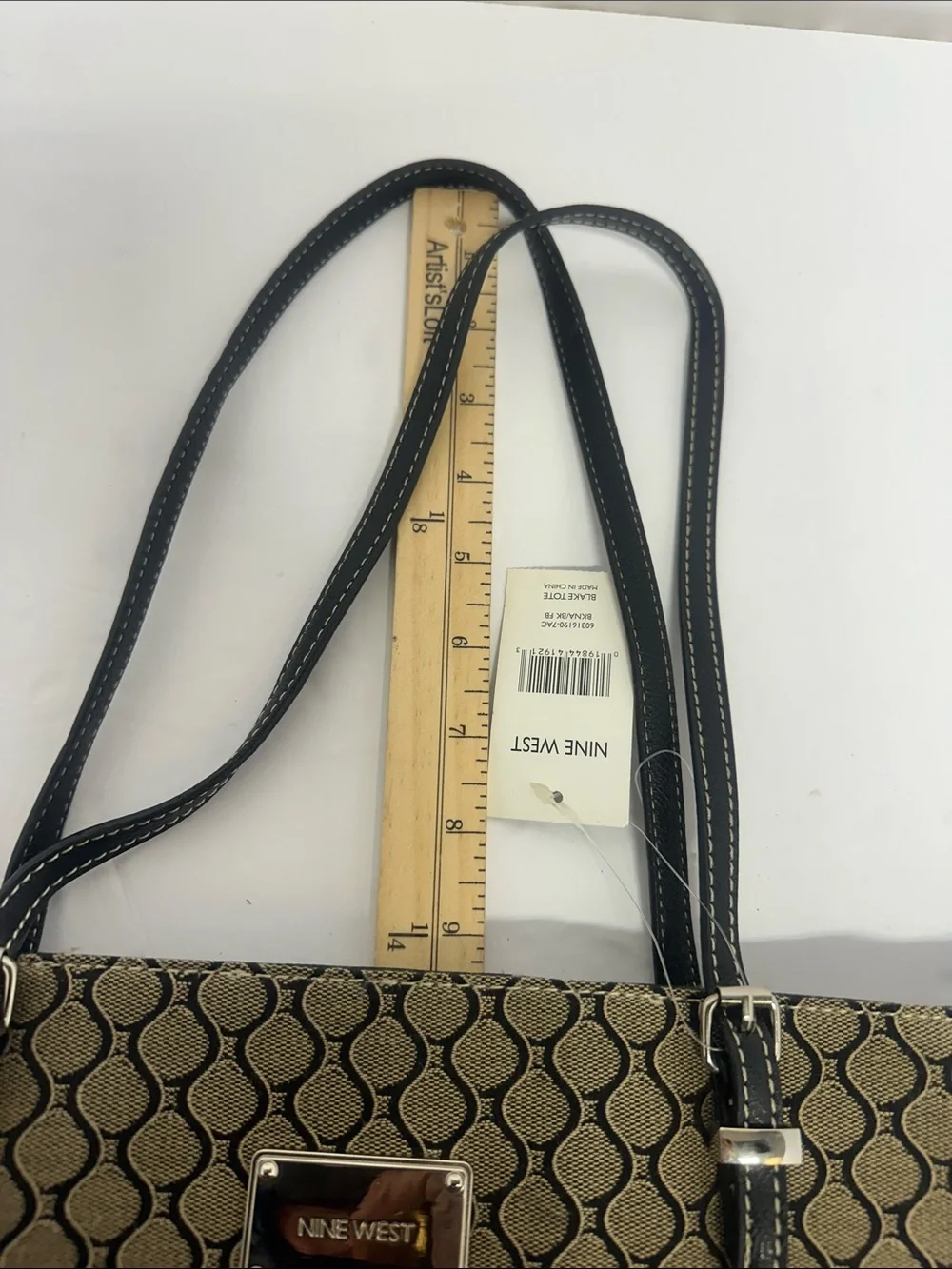 Nine West Tan and Black Geometric Tote